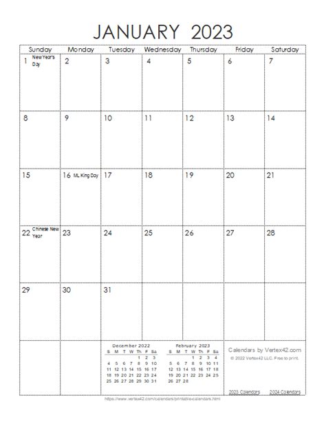 Blank Calendar 2023 Printable